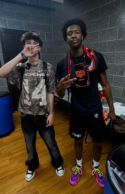 Colin Allen also known as thatiscolin pictured with Zeddy Will during a creator event