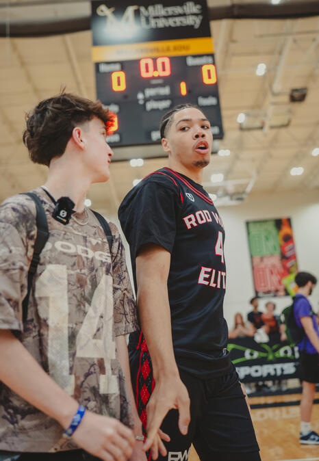 Colin Allen also known as thatiscolin pictured with basketball player Tyran Stokes during a sports related appearance